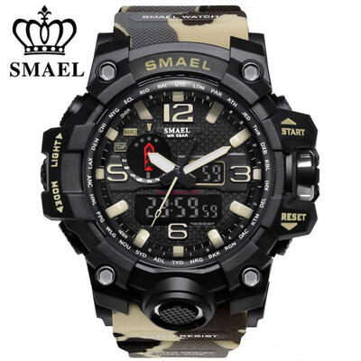

SMAEL Men&39s Sport Watch Dual Display Analog Digital LED Electronic Wrist Watches