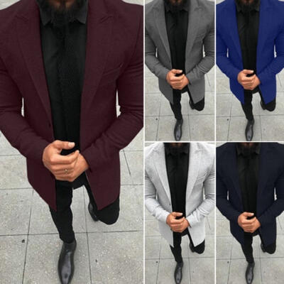 

Fashion Mens Coat Winter Trench Coat Outwear Overcoat Long Sleeve Suit Jacket