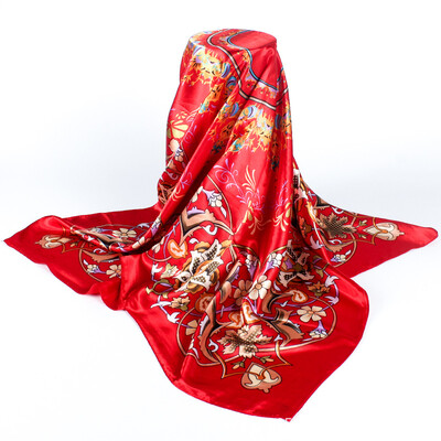 

Korean version of the silk scarf large square scarf satin scarf chain large square factory outlet