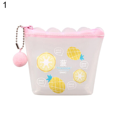 

Cute Flamingo Pineapple Transparent Pompom Ball Pendant Girl Student Coin Purse