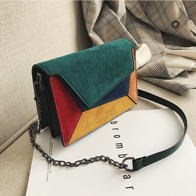 

Spring small bag female 2019 new wave Korean version of the wild slung shoulders fashion contrast color stitching personality small square