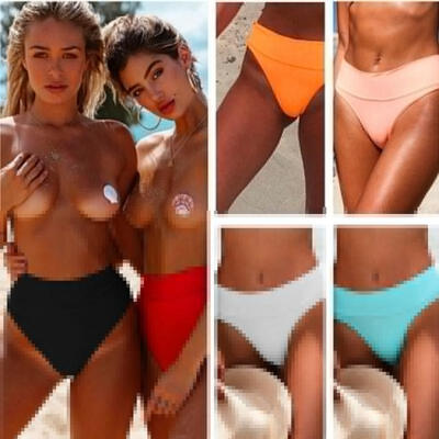 

Women Vintage High Waist Brazilian Bikini Bottom Swimwear Briefs Beachwear