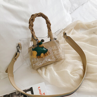 

Net Red Transparent Bag 2019 New Japanese&Korean Jelly Transparent Bag Bag Bag Broadband Oblique Pocket
