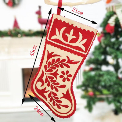 

New Hot Large Christmas Stockings Gift Non-Woven Embroidery Holiday Party Christmas Fireplace Living Room Room Decoration