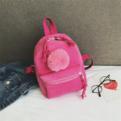 

Tailored Large Capacity Solid Color Corduroy Casual Backpack School Bag
