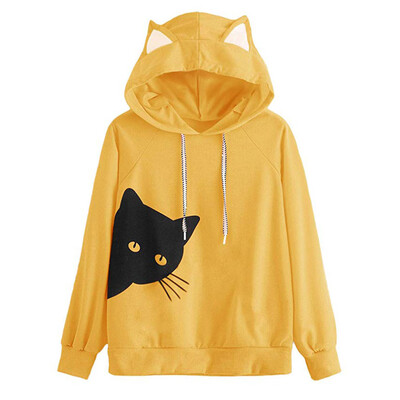

Starmoon Womens Cat Long Sleeve Hoodie Sweatshirt Hooded Pullover Tops Blouse BKL