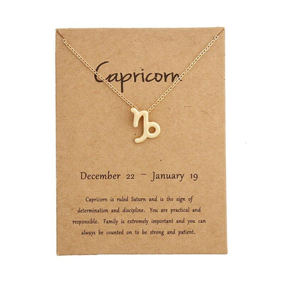 

12 Constellation Zodiac Sign Pendant Necklace Gold Short Chain Choker Leo Libra Necklaces for Womens Girl Jewelry Birthday Gift