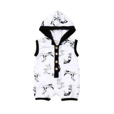

US Newborn Baby Girl Boy Hooded Romper Bodysuit Jumpsuit Cotton Clothes Outfits
