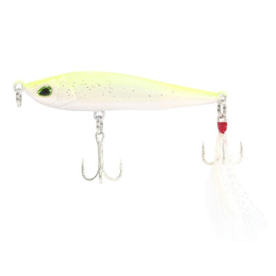 

Sinking Pencil Lure Hard Bait Artificial Fishing Lure with 2 Treble Hooks Feather