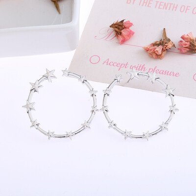 

2019 New Fashion Simple Gold Color Silver Geometric Big Round Earrings for Women Circle Drop Earrings Statement Brincos Jewelry