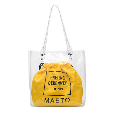 

2pcsset Transparent Shoulder Handbags Women Drawstring Top-handle Totes