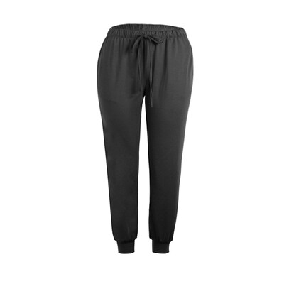 

Womens Solid Elastic Low Waist Pants Casual Summer Plus Size Stretch Trousers