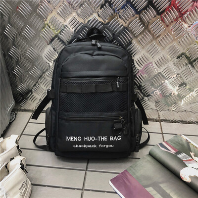 

Double shoulder bag male Korean version of large capacity couple western style embroidery impact color backpack junior high school
