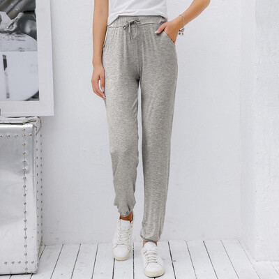 

Fashion Women Yoga Pants Loose Drawstring Waist Lantern Elastic Bottom Solid Sporty Casual Trousers Loungewear