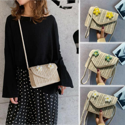 

Women Straw Woven Bag Bohemia Flower Crossbody Bag Style Beach Beach Bags