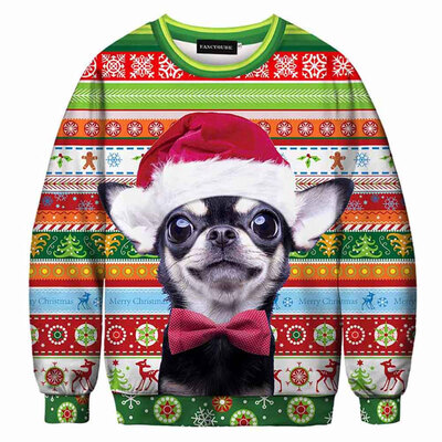 

goldstrings Funny 3D Digital Christmas Printed Sweater Crew Neck Long Sleeve Pullover Sweatshirt