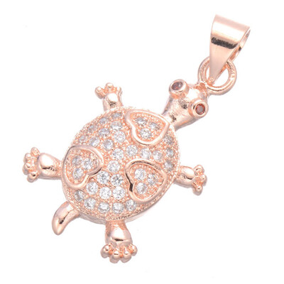 

New Micro Pave Zircon Charm Turtle Tortoise Fashion Necklace Pendant Goldsilverrose Gold Colors Without Chain