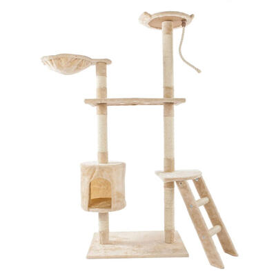 

60 inch Solid Cute Sisal Rope Plush Cat Climbing Tree Cat Tower Beige