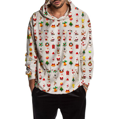 

Toponeto Mens Christmas Fun Ugly Print Long Sleeve Hoodie Coat Sport Casual Jacket