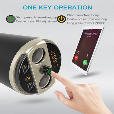 

Dual USB Car Charger Adapter Car Cup Holder with 2 Cigarette Lighter Socket Support FM Radio MP3