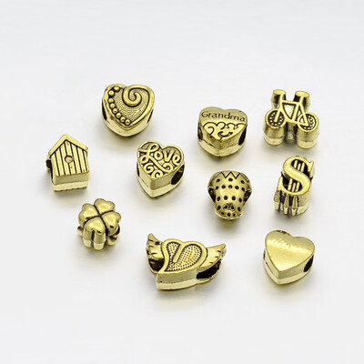

Tibetan Style Alloy Large Hole European Beads Mixed Shape Antique Golden 1011x7517x78mm Hole 5mm about 3540pcs100g