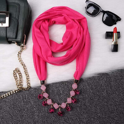 

Fashionable Elegant Pendant Scarf Necklace Bohemia Polyester Scarves Pendants Jewelry Foulard Female Accessories For Women Multico