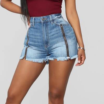 

Tailored Fashion Womens Pocket Jeans Denim Pants Female Zipper Mid Waist Slim Sexy Shorts
