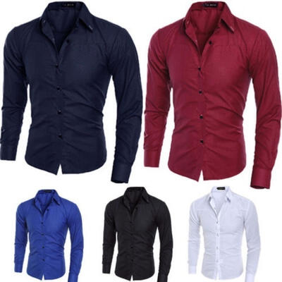 

Luxury Mens Stylish Slim Fit Shirts Long Sleeve Formal Dress Casual T-shirt Tops