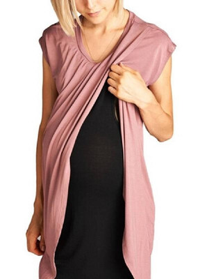 

Summer Elegant Round-neck Line Short Sleeve Maternity Dress
