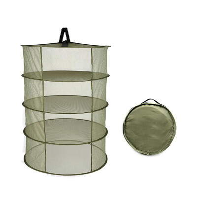

4 Layers Hanging Basket Folding Drying Rack Herb Dry Net Opening Shape Dryer Bag Mesh 600mm Diameter For Herbs Flowers Buds Plants