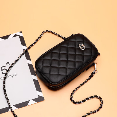 

Summer womens bag mobile phone bag Lingge hundred lap chain bag single shoulder oblique bag mini zipper small square bag