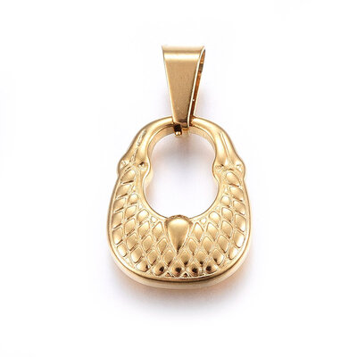 

304 Stainless Steel Pendants Large Hole Pendants Handbag Golden 20x16x4mm Hole 9x5mm