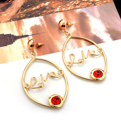 

LOVE gold color abstract earrings cute temperament love letter earring