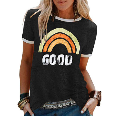 

Starmoon Women Summer Letters Printing Short Sleeve Shirt Casual Tunic Tops Blouse