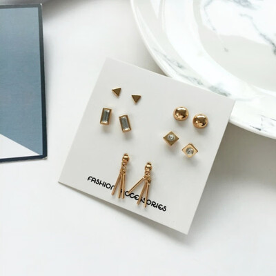 

5 pairset Gold Silver Color Earrings Set Heart Geometric Stud Earrings Set Pearl Earrings for Women Jewelry Gifts