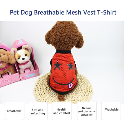 

Pet Dog Breathable Mesh Vest T-Shirt Printed Pet Vest Dog T-Shirt Dog Summer Clothes Party Apparels for Small Puppy Dogs Cats Sun