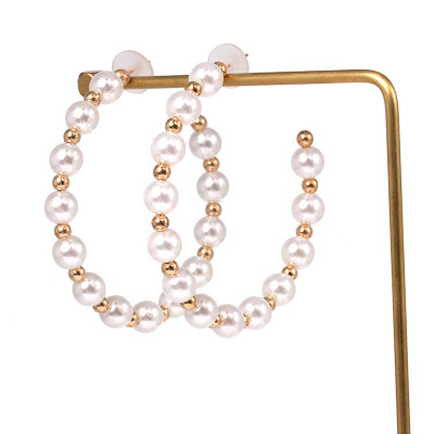 

2019 ZA new pearl Pendant Earrings Gold Statement Hoop Earrings For Women Weddings Party Jewelry bijoux wholesale