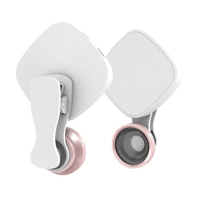 

New Beauty Selfie Fill Light RK27 Mini LED Selfie Flash Light With Camera Lens FisheyeMacroWide Angle Lens Universal For Phone