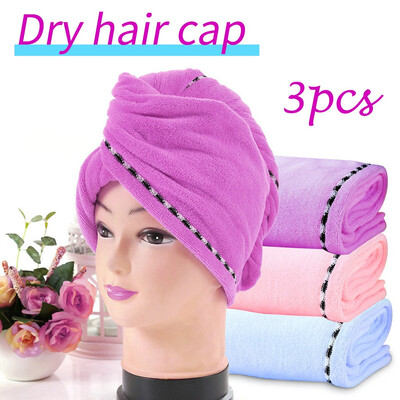 

〖Follure〗Soft Dry Hair Shower Cap For Fiber Material 3 Piece Set Of Wrapped Towel