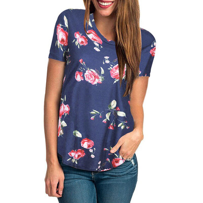 

Starmoon Womens Short Sleeve Floral Print T-Shirt Ladies Casual Blouse Tops