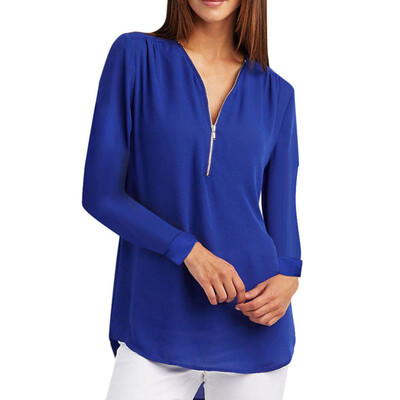 

Starmoon Womens Casual Tops Shirt Ladies V Neck Zipper Loose T-shirt Blouse Tee Top
