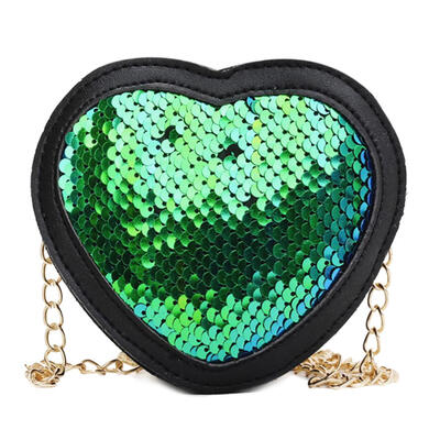 

Sequins Heart Shaped Shoulder Handbags Kids Girls Chain Crossbody Bags