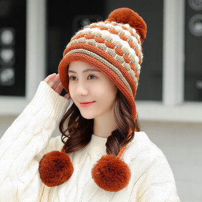 

Hat Female Winter Woolen Cap Sweet&Lovely Korean Edition Baitao Chao Fashion Warm Moon Cap Ear Protector Knitted Cap