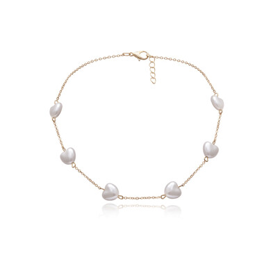 

Fashion Jewelry Choker Necklace Women Pearl Heart Necklace Pendant On Neck Collier bijoux Femme Clavicle Chain 2019