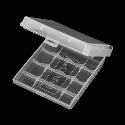 

2PCS PALO Transparent AA Battery Storage Boxes Cases High-quality Containers Durable Plastic Battery Holders with Lids Hold 2 4