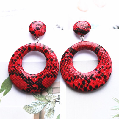 

EK625 2019 New Big Round Drop Earrings for Women Punk Vintage Oversize Big Statement Earrings Snake Skin Party Jewelry Oorbellen