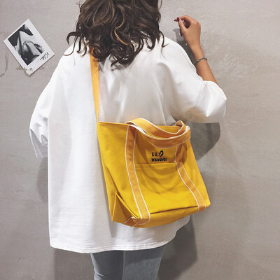 

Large-capacity bag female 2019 new Korean college student bag bag tide wild canvas shoulder slung handbag