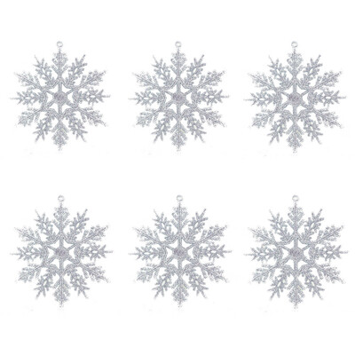 

Gobestart 6PcsSet Glitter Snowflake Christmas Ornaments Xmas Tree Hanging Decoration10cm