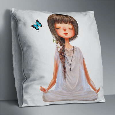 

1 Pc Creative Geometry Yoga Meditating Pattern Double-sided Polyester Pillowcase
