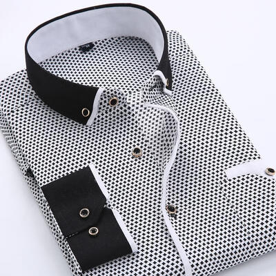 

Slim Fit Print Shirt Thin Long Sleeve Top Casual Business Shirts For Men
